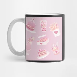 Pink Kawaii Fast Food Sticker Sheet for journaling Mug